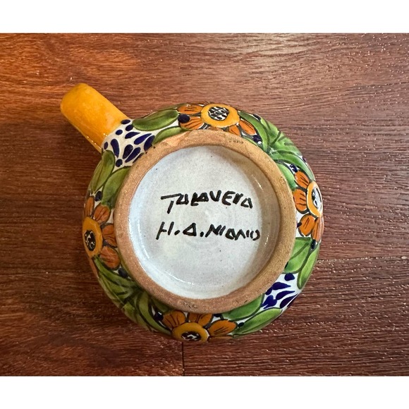 🏠 Handmade hand painted and signed Mexican Pottery Talavera 4.5 inch cup - Picture 7 of 10